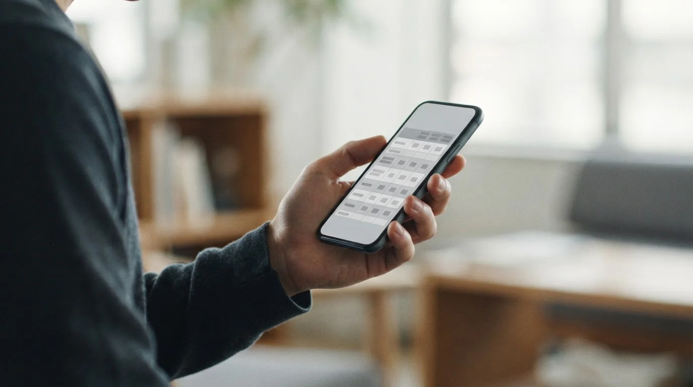 Smartphone zeigt neutrale Vergleichstabelle verschiedener Wettanbieter