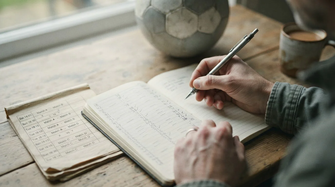 Notizblock mit handschriftlicher Analyse der Bundesliga-Nebenmärkte