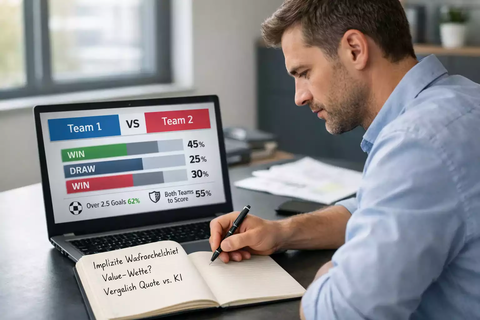 Analyst vergleicht Daten auf einem Laptop
