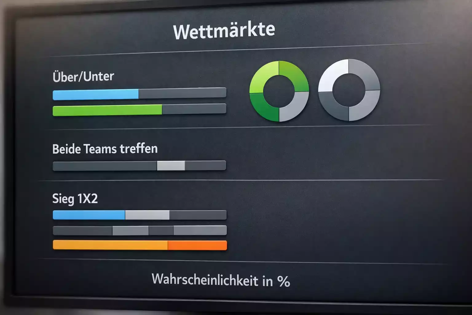 Verschiedene Wettmärkte auf einem Bildschirm dargestellt