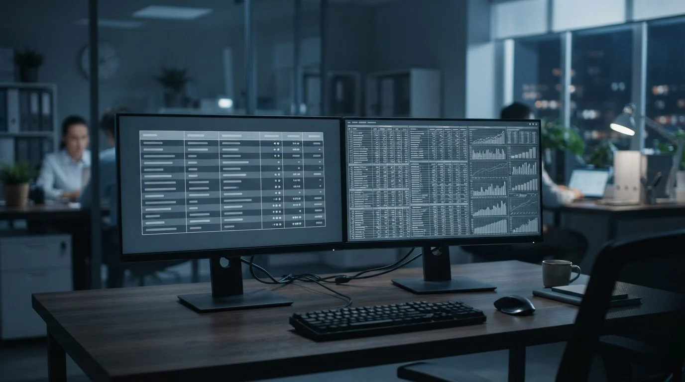 Zwei Bildschirme zeigen verschiedene Prognosemodelle mit unterschiedlichen Datenstrukturen