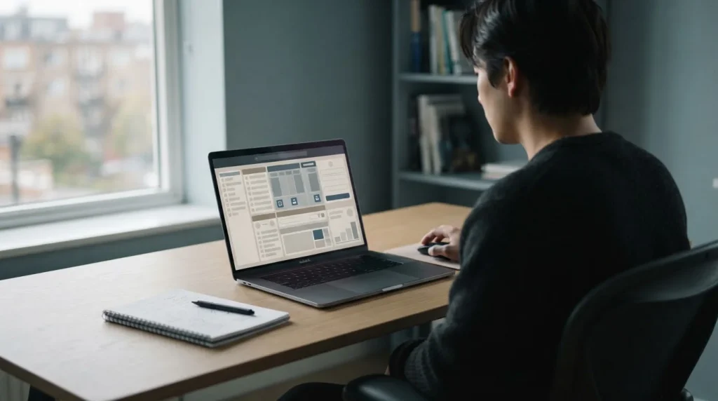 Person analysiert Sportwetten-Bonusangebote am Laptop in ruhiger Arbeitsumgebung