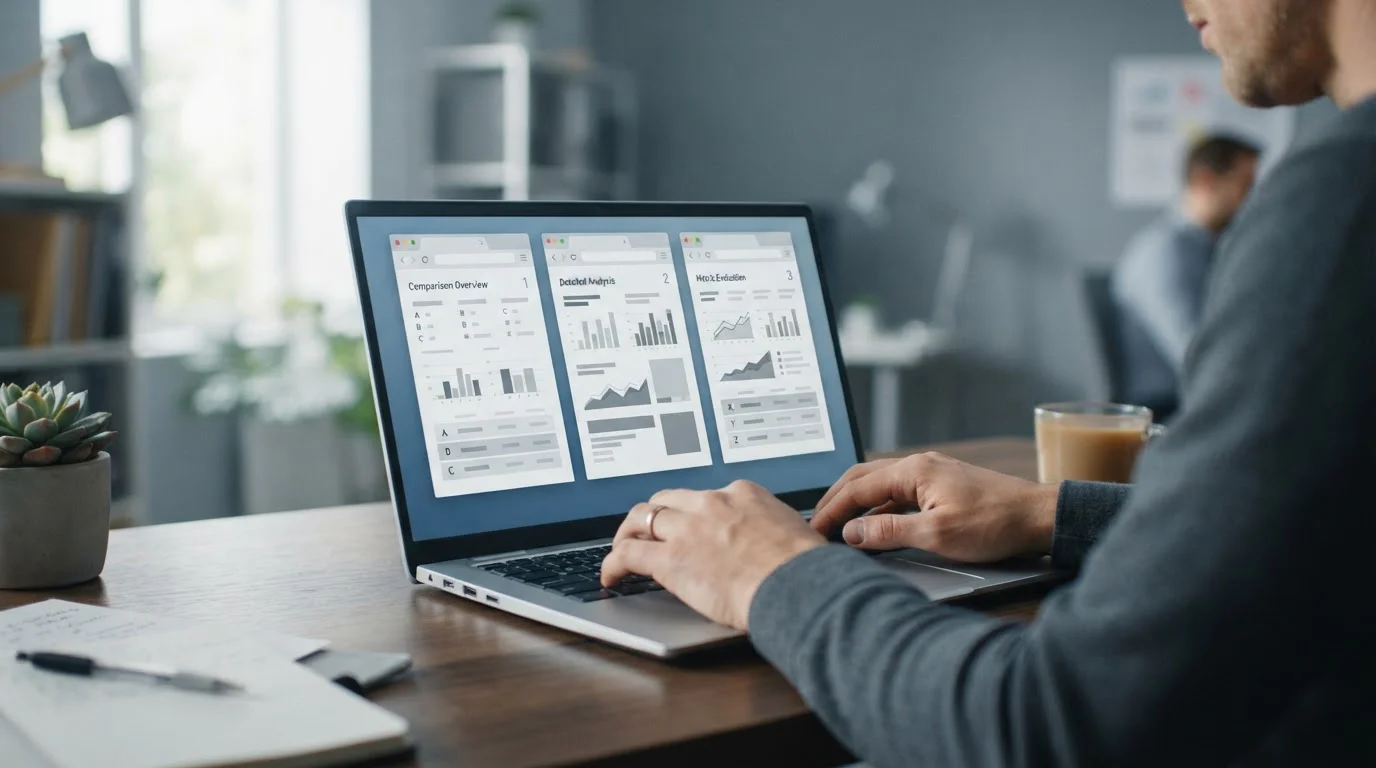 Vergleich verschiedener Wettanbieter-Plattformen auf dem Laptop